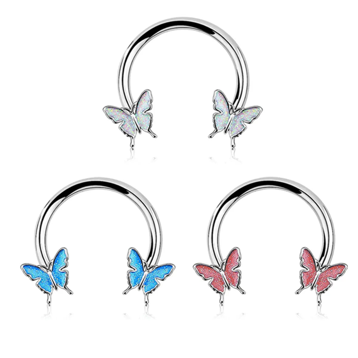 Custom ring design for women-Streetwear Butterfly Stainless Steel Alloy Nose Ring In Bulk