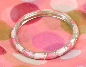 Leather bracelet for women-Pink Enamel Bracelet