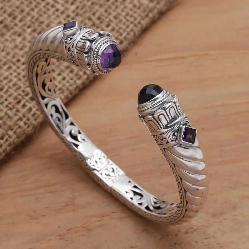 Diamond bracelet for women-Aspire Amethyst and Sterling Silver Cuff Bracelet