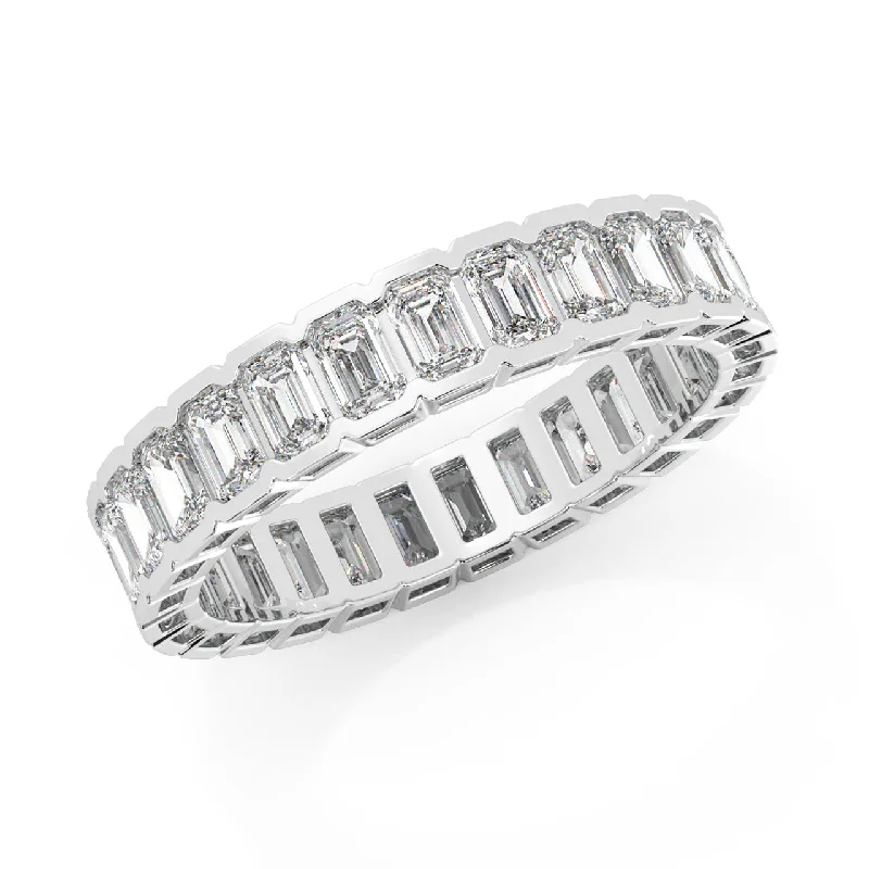 Personalized diamond ring for women-Half-Bezel Lab Grown Diamond Eternity Ring