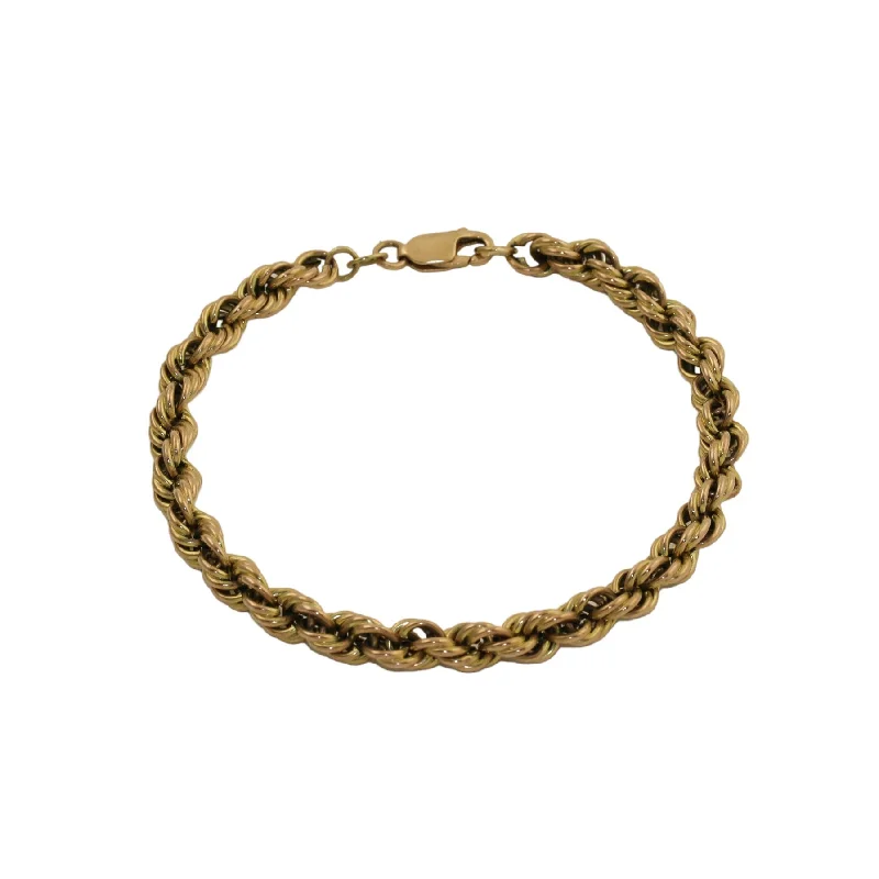 Statement bracelet for women-Classic 14k Gold x 6mm Rope Braid Chain Bracelet