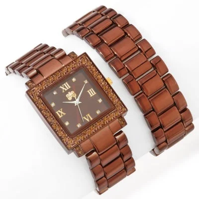 Adjustable bracelet set for women-Brown Curations with Stefani Greenfield Wrap Watch and Bracelet Set