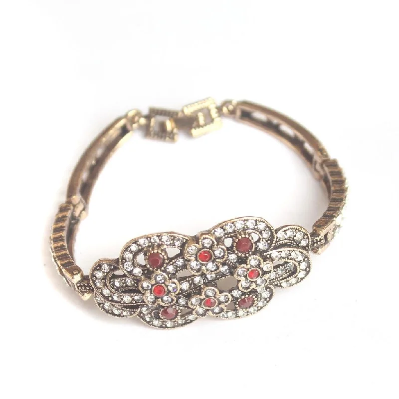 Solid gold bracelet for women-German Silver Stone Bracelet Red