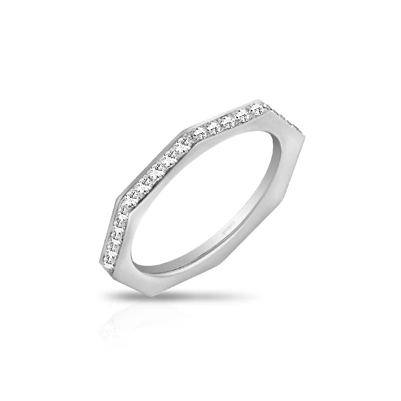 Men’s wedding ring for women-PERFECT OCTAGON FULL ETERNITY DIAMOND RING