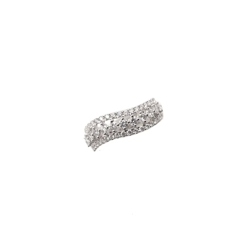 Silver ring for women-ELEGANCE CURVE DIAMOND RING