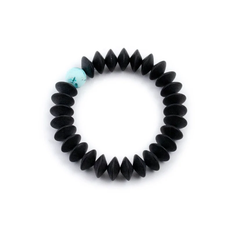 Retro bracelet for women-Black Onyx Discus Bracelet