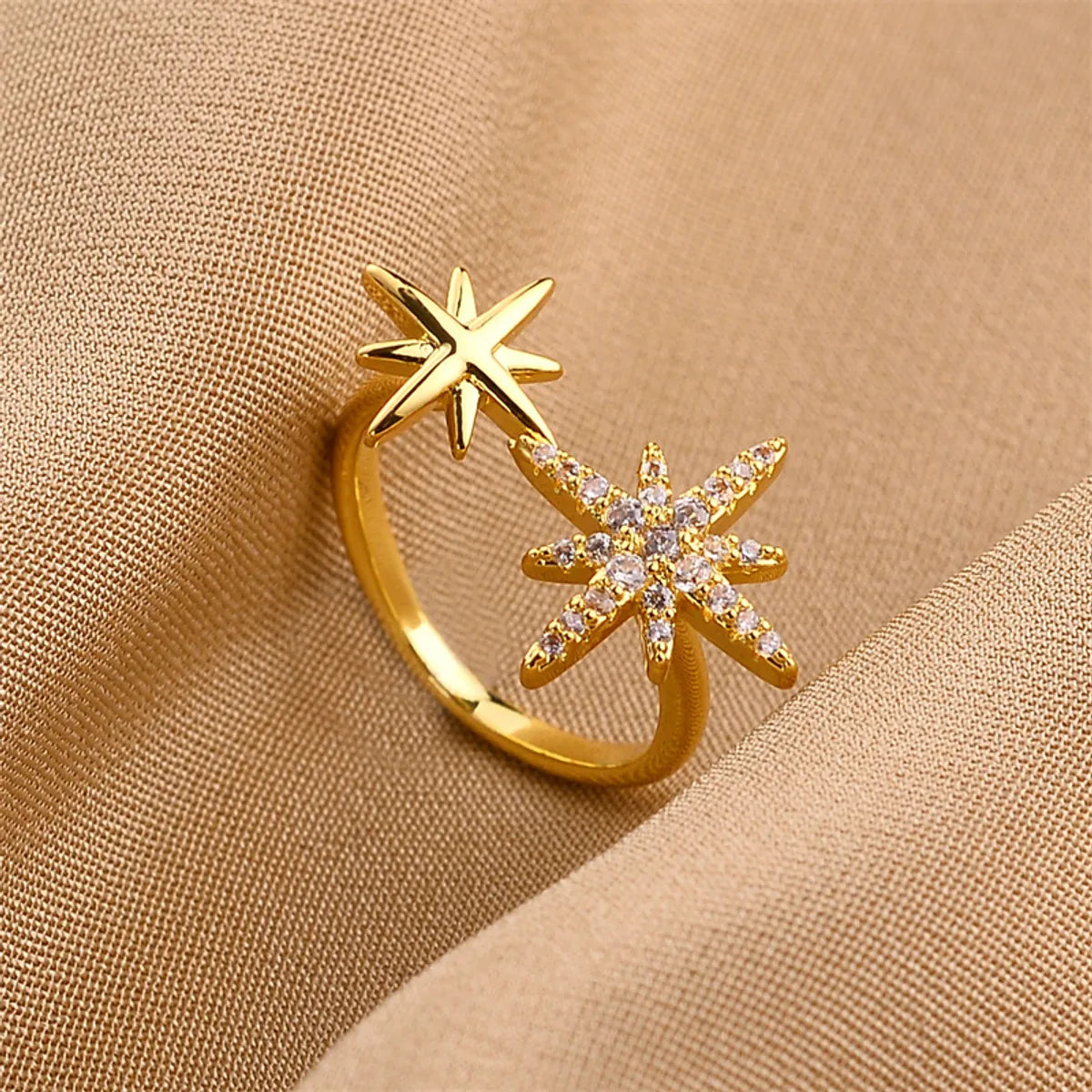 Wedding ring set for women-Wholesale Casual Star Copper Plating Open Rings