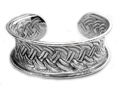 Retro bracelet for women-Wide Sterling Silver Braided Celtic Knot Cuff Bracelet