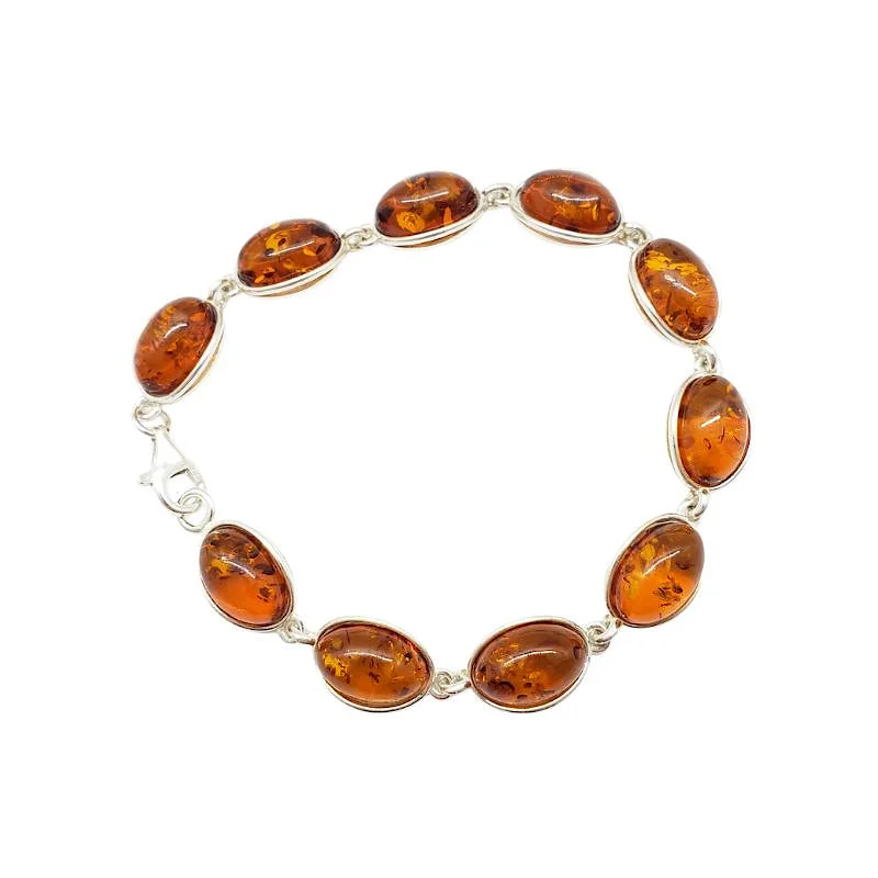 Elegant bangles for women-Spheroid Oval Amber Bracelet