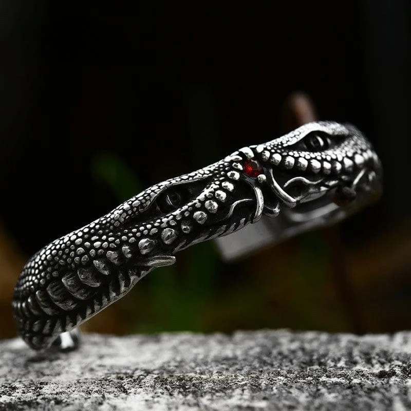 Bold bracelet for women-Men's Punk Snake Open Bracelet