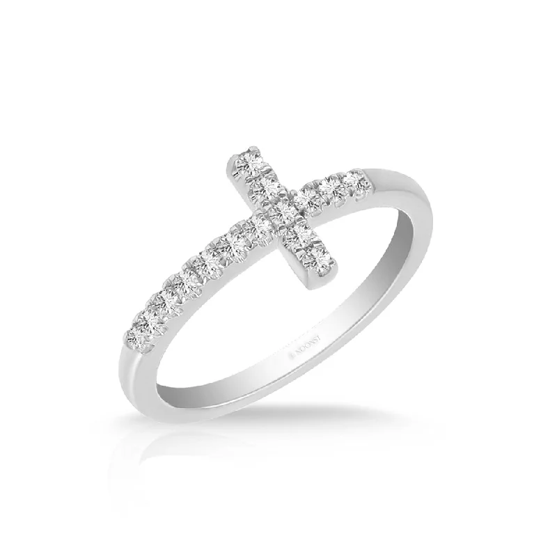 Bold ring for women-DECENT AND MODERN CROSS DIAMOND RING