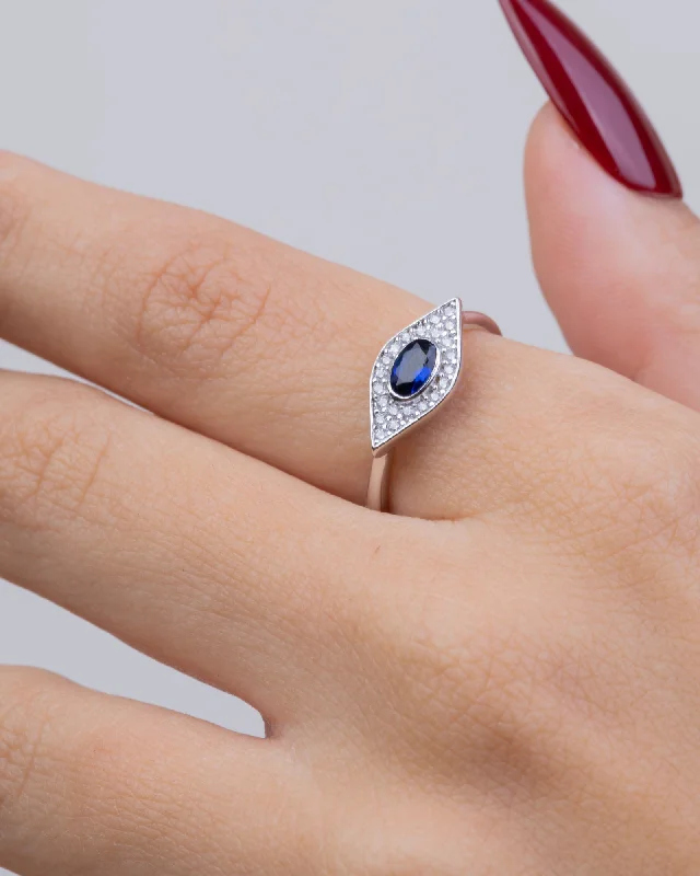 Moissanite ring for women-Zircon Blue Eye (06) Ring