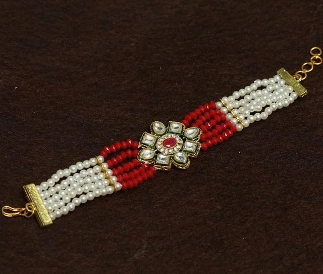 Leather bracelet for women-Kundan Work Acrylic Crystal Beads Bracelet