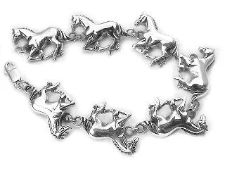 Simple gold bracelet for women-Heavy Horses Sterling Silver HORSE Link Bracelet