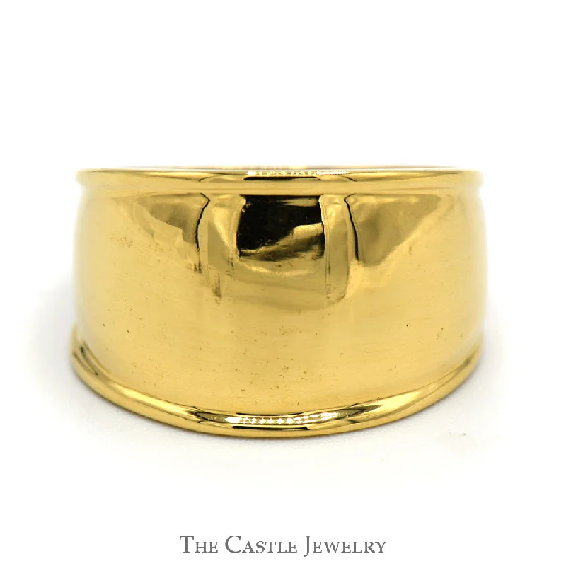 Cocktail ring for women-Men's 18k Yellow Gold Tapered Wide Cigar Band Ring