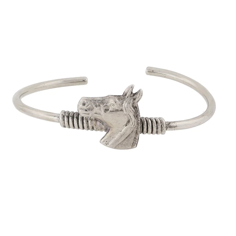 Bangle bracelet for women-1928 Jewelry® Silver-Tone Horse Spring Hinge Bracelet