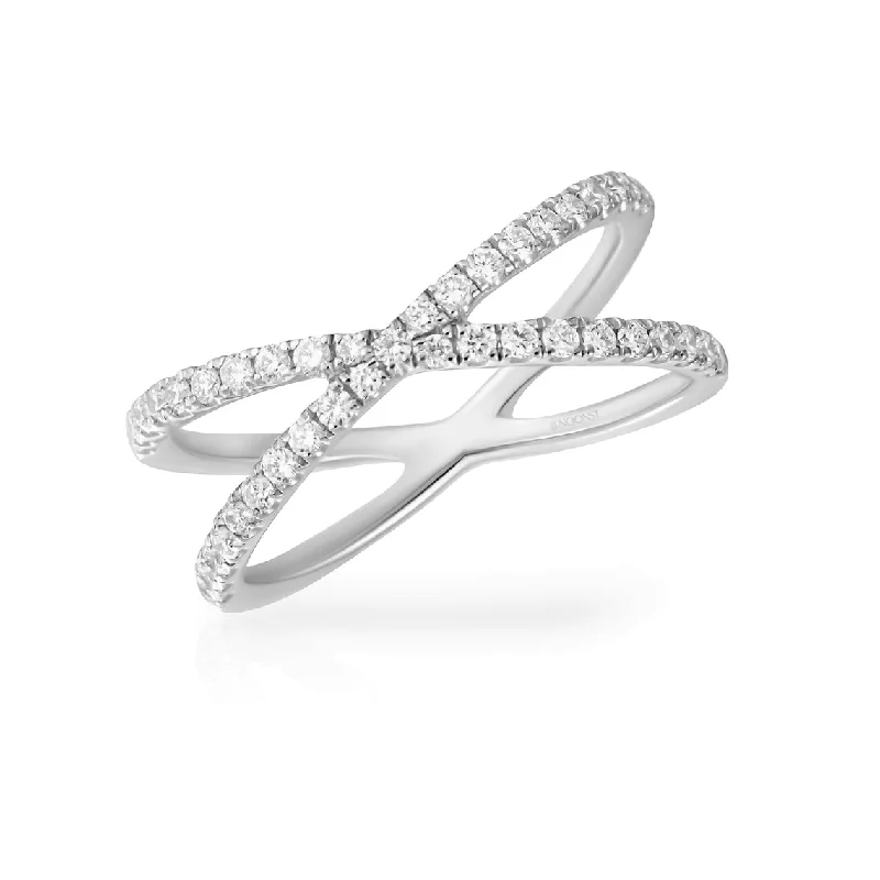 Minimalist wedding band for women-X-SHAPED CROSS DIAMOND RING