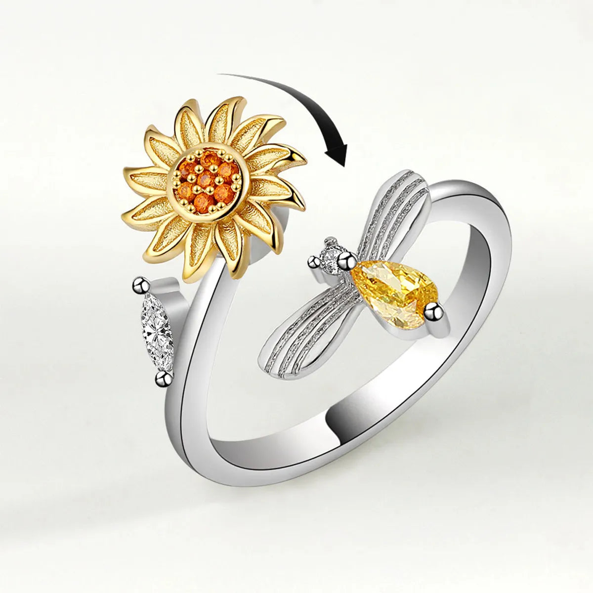 Wedding band for women-Pastoral Sunflower Copper Plating Open Ring