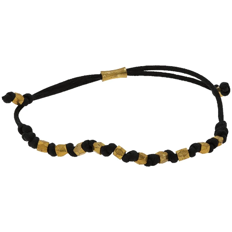 Silver and gold bracelet for women-Black Wakami Simple Stackable Bracelet!