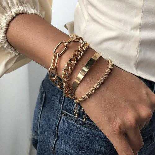 Luxury gold bracelet for women-Golden Chain Bracelets