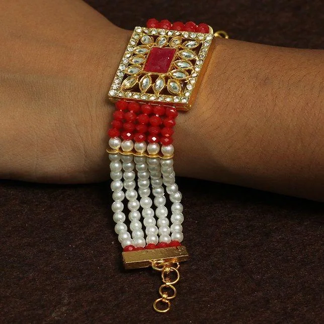 Elegant bracelet for women-Kundan Work Acrylic Crystal Beads Bracelet