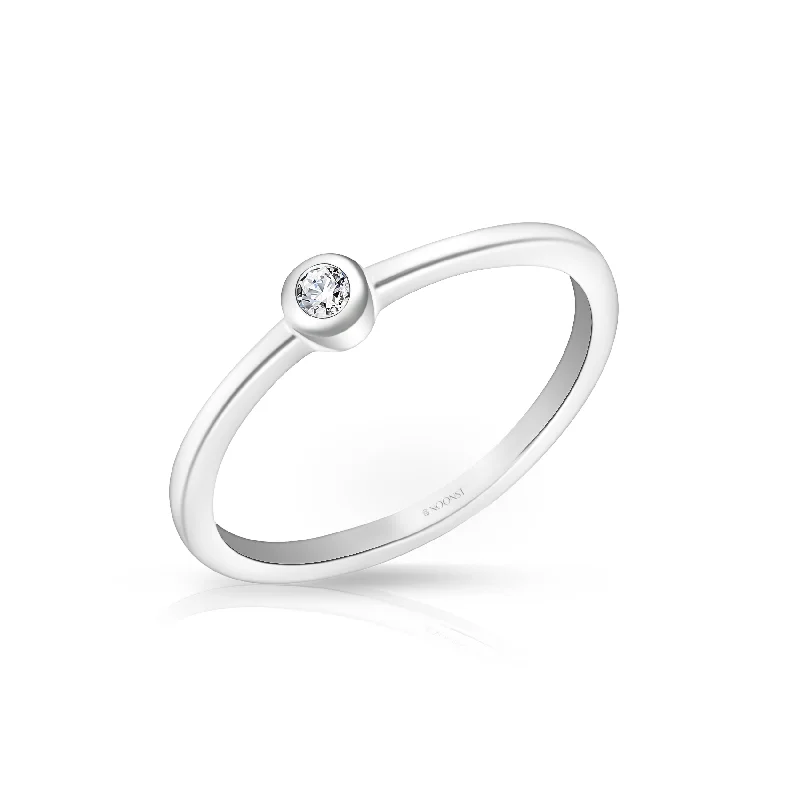 Heart-shaped ring for women-SINGLE BEZEL SETTING DIAMOND RING