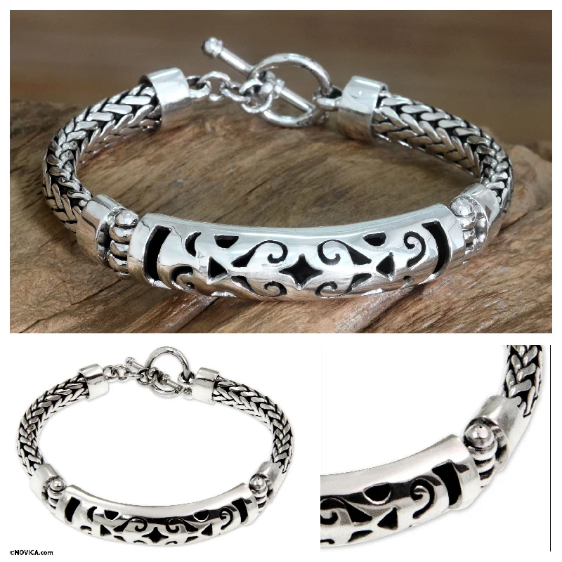 Engraved bracelet for women-Blessing Sterling Silver Bracelet