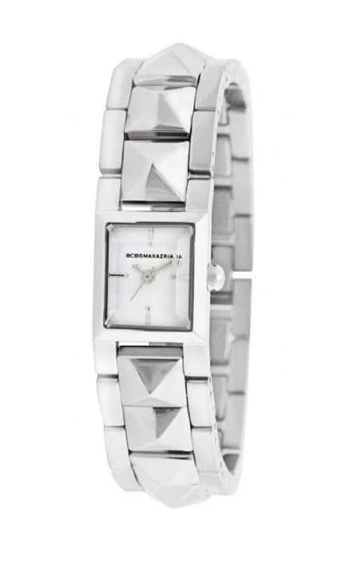 Red bracelet for women-BG8302 Eclectic Rectangle Tank Silver Pyramid Bracelet Watch