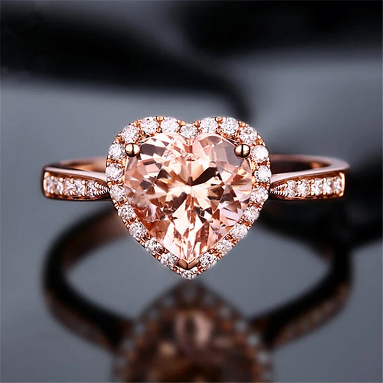 Heart-Shaped Ring [White Copper Plated Rose Gold]]