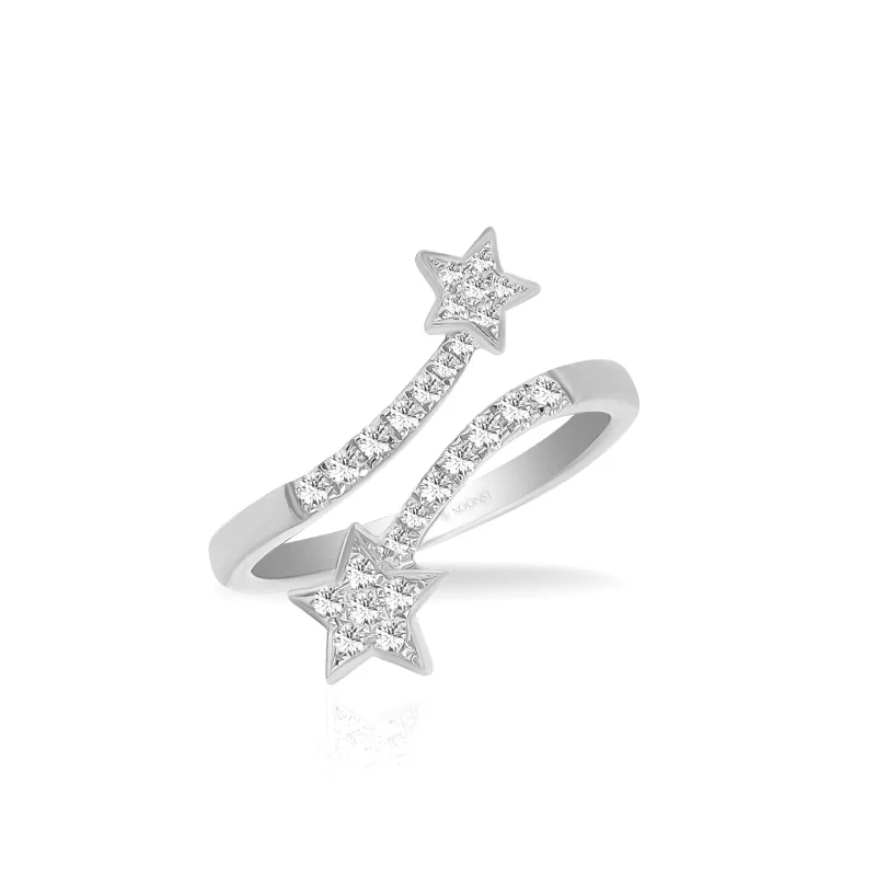 Diamond wedding ring for women-SHOOTING STAR DIAMOND OPEN RING