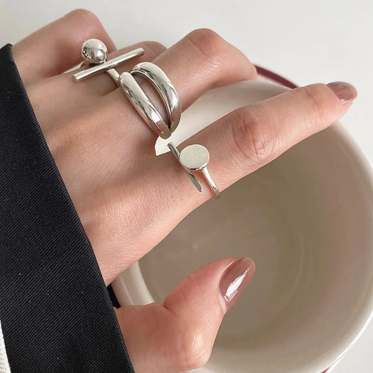 Cocktail ring for women-Wholesale Simple Style Geometric Copper Silver Plated Rings