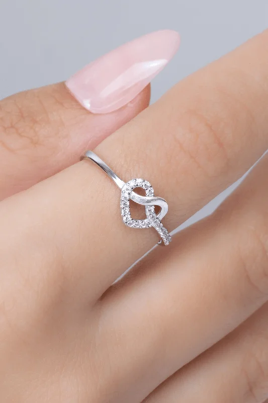 Oval diamond ring for women-Zircon Heart (04) Ring