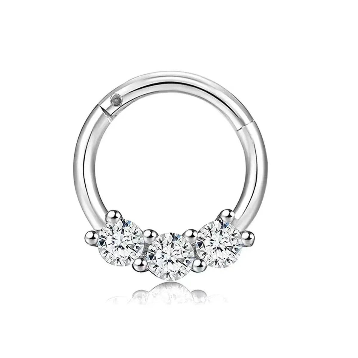 Unique ring for women-Cute Sweet Solid Color Stainless Steel Zircon Nose Ring In Bulk