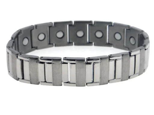 Silver bangles for women-Men's Heavy-Duty Sierra Link Titanium Chain 8.25" Bracelet with Magnets