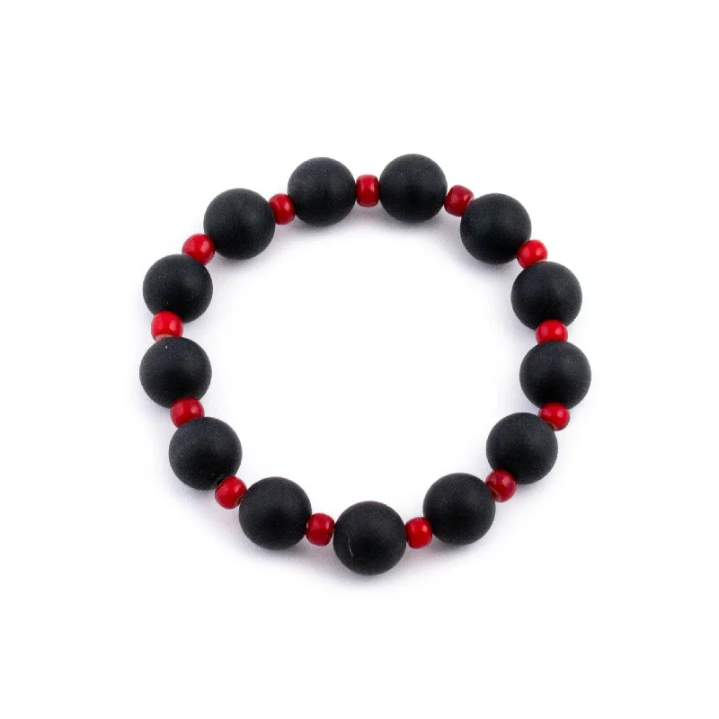 Modern bracelet for women-Balanced Onyx Beaded Bracelet