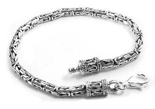 Personalized bangle for women-Antiqued Byzantine Sterling Silver Chain Link Bracelet