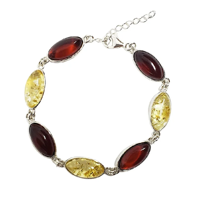 Silver bangles for women-Oval Amber Bracelet