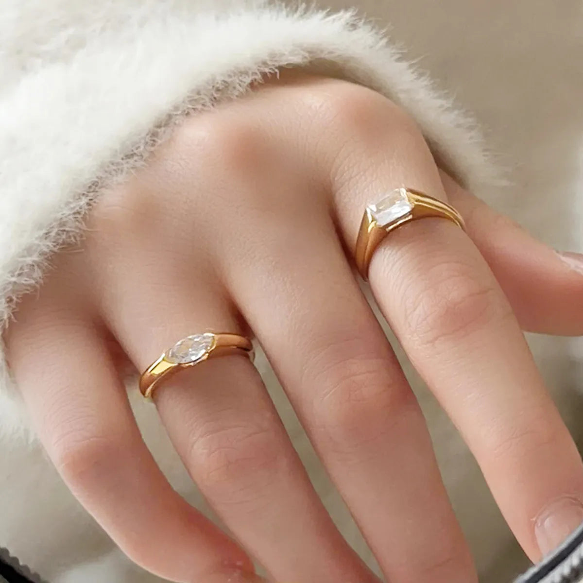 Vintage diamond ring for women-Wholesale Simple Style Geometric Copper Open Rings