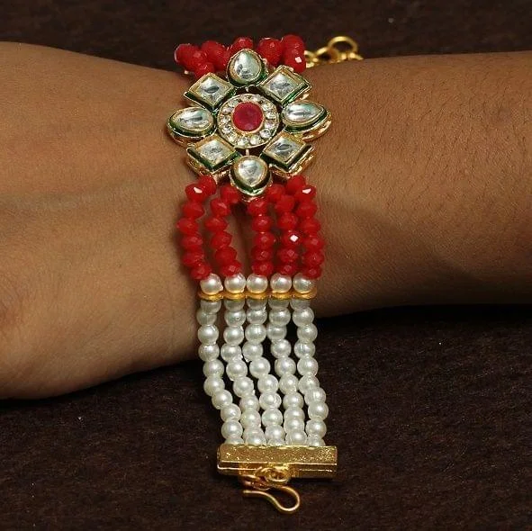 Fashion bracelet for women-Kundan Work Acrylic Crystal Beads Bracelet