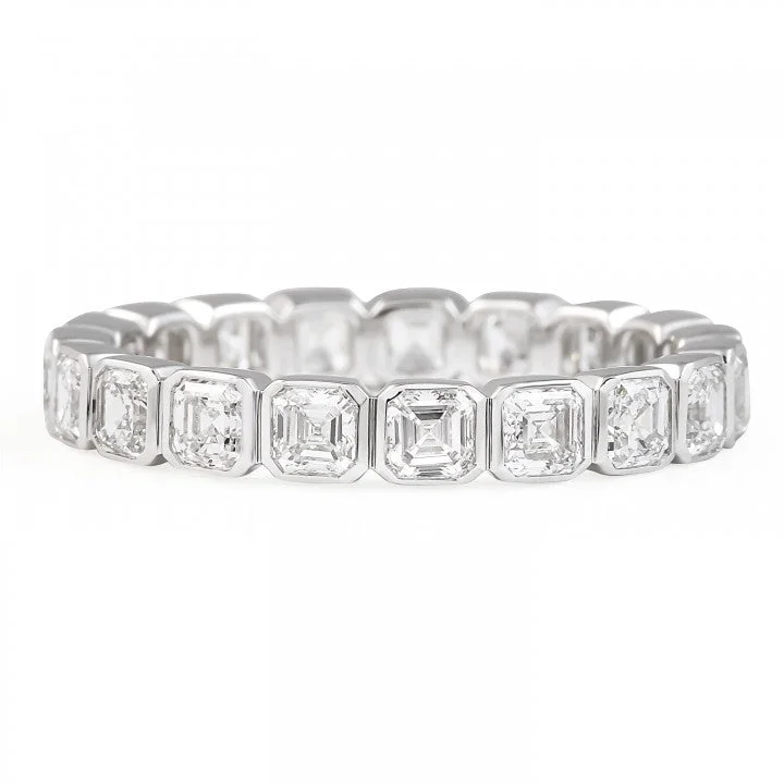 Cushion cut ring for women-Asscher-Cut Bezel Eternity Lab Grown Diamond Ring