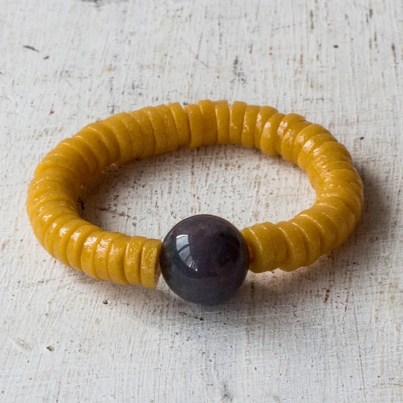 Fashion bracelet for women-Adepa Orb Agate and Recycled Plastic Beaded Stretch Bracelet