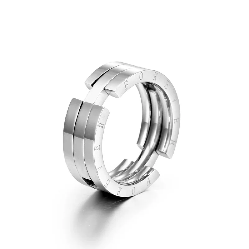 Diamond wedding ring for women-Simple Style Geometric Titanium Steel Polishing Rings