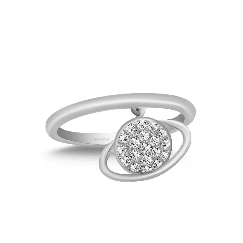 Platinum engagement ring for women-MY DIAMOND PLANET RING