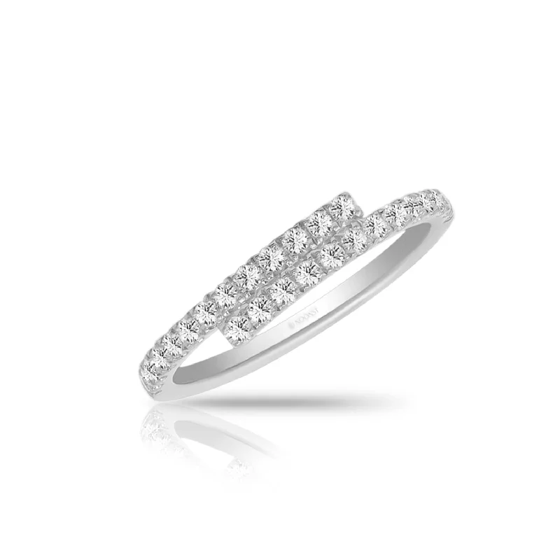 Geometric ring for women-DOUBLE DIAMOND ROW RING