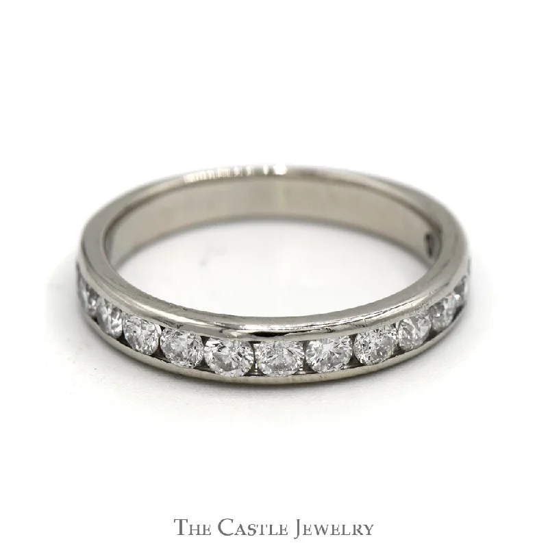 Antique ring for women-1cttw Channel Set Diamond Wedding Band in 14k White Gold