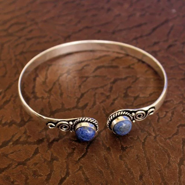 Sapphire bracelet for women-German Silver Blue Stone Bracelet