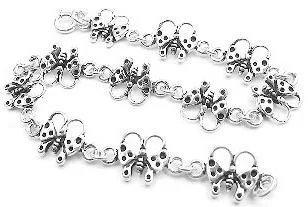 Stackable bracelet for women-Sterling Silver Linked Butterfly Charm 7.5" Bracelet